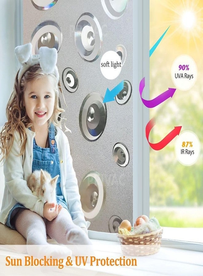 PRIVAC Premium Vinyl Stained Frosted Window Glass Sticker (24x36 Inch) - Self-Adhesive Tint Cling Wallpaper Film Opaque Sheet for Window Glass Privacy Cover, Door, Office, Home.| Anti-UV. 3D Circles - Image 3